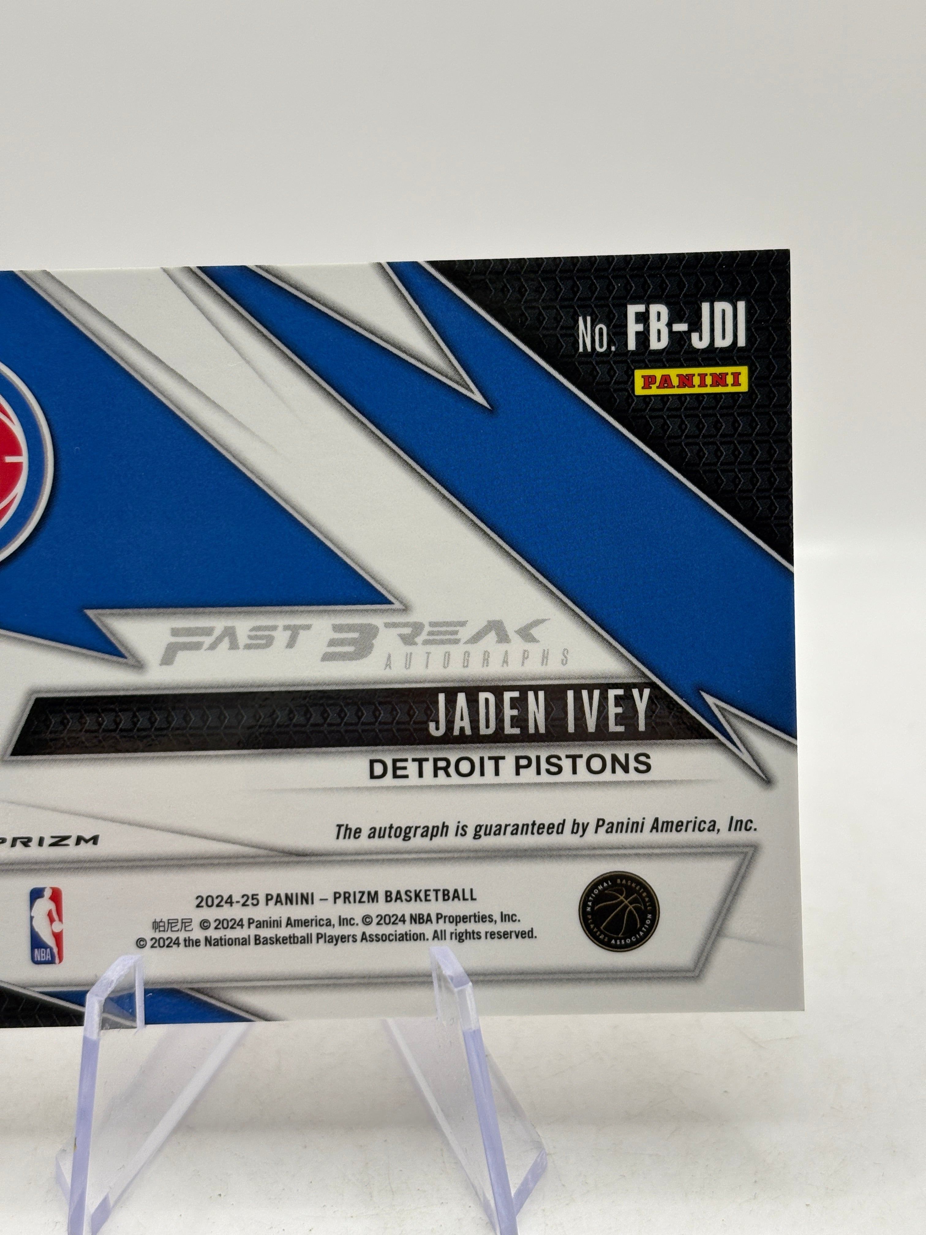 Jaden Ivey 2024-25 Prizm Fast Break Red Auto /99 Detroit, photo 8
